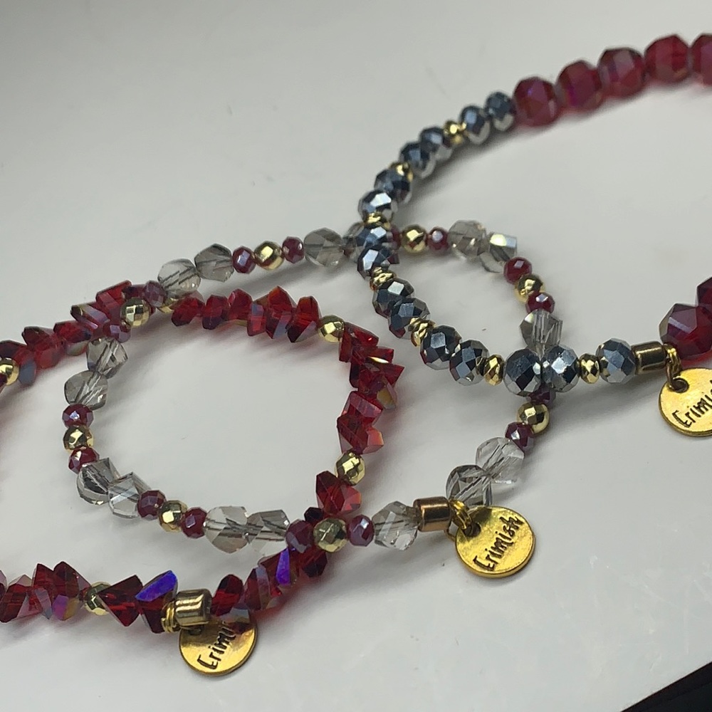 Euc Erimish Garnet Crush Stack 5 Stretch Bracelet… - image 8